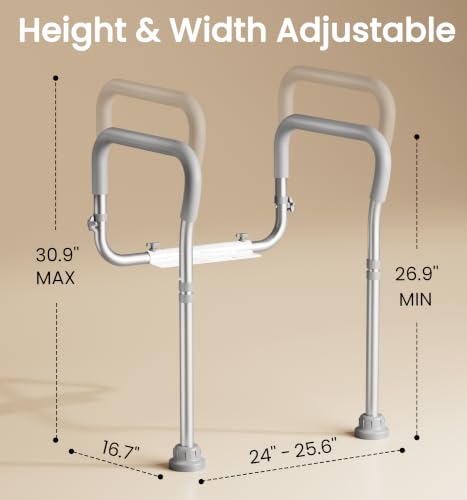 Toilet Safety Rail for Seniors with Adjustable Height & Width