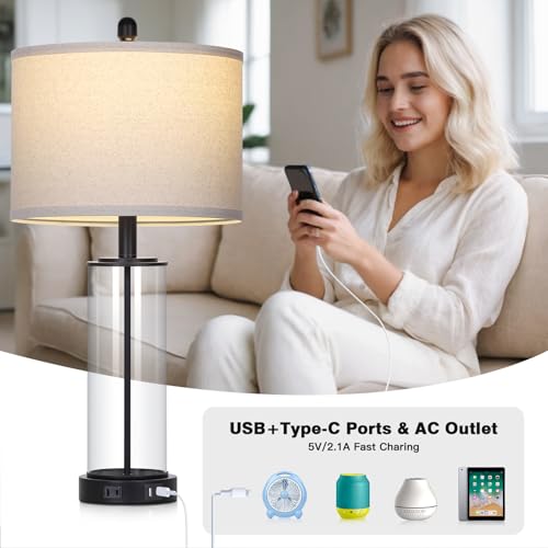 Glass Table Lamps Set of 2