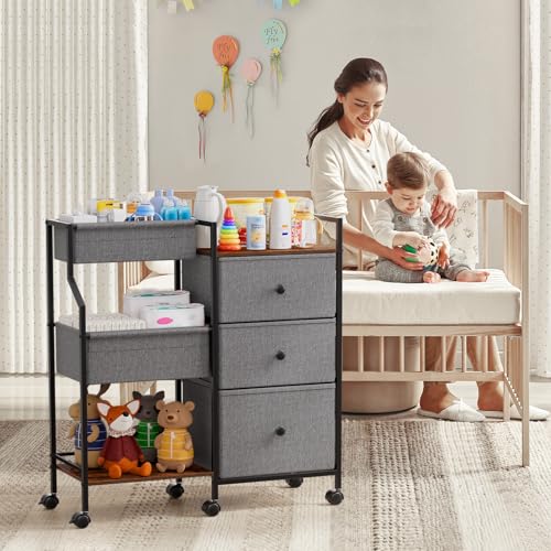 Baby Diaper Caddy Organizer Rolling Cart with Drawers