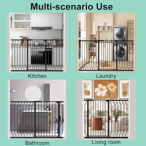 Black 40.55" Extra Tall Wide Baby Gate Pressure Mounted Walk Through Child Kids Safety Toddler Tension Pet Dog Gates with Extension for Doorways Kitchen