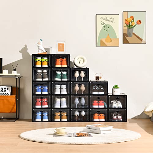 12 Pack Clear Shoe Boxes Stackable