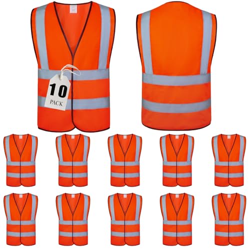 High Visibility Reflective Safety Vests 10 Pack