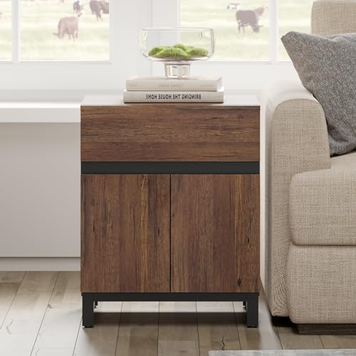 Modern End Table with 1 Drawer & 1 Storage Cabinet