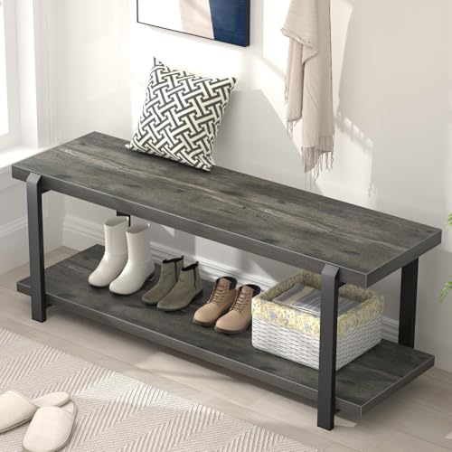 Industrial Modern Entryway Shoe Storage Bench for Hallway Living Room Bedroom