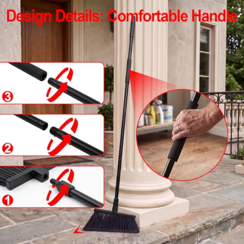 Broom 4 Pack Heavy Duty Outdoor Brooms for Floor Cleaning