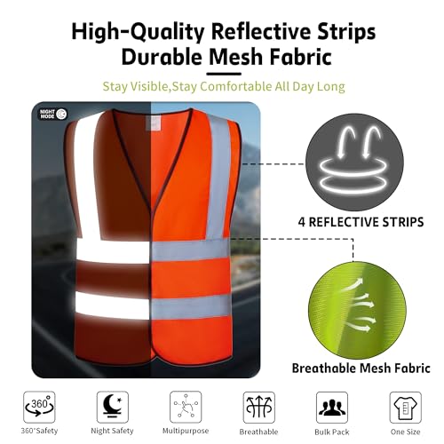 High Visibility Reflective Safety Vests 10 Pack