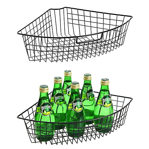 Lazy Susan Wire Storage Organizer Basket with Handle