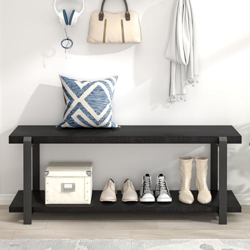 Industrial Modern Entryway Shoe Storage Bench for Hallway Living Room Bedroom
