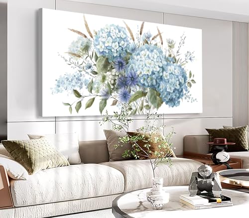 Large Floral Wall Art Grey Cream Brown Flowers Wall Decor Abstract Botanical Canvas Painting Artwork Simple Life Canvas Pictures for Living Room Bedroom Kitchen Home Office Decoration