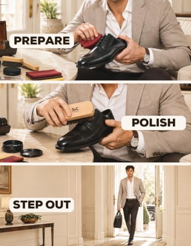 Compact Travel Size Leather Shoe Shine Kit for Men & Women