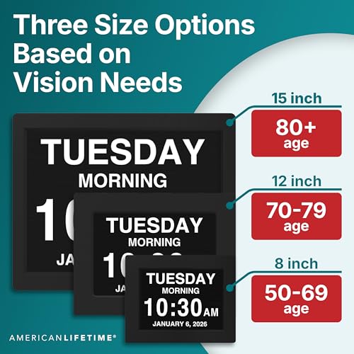 Day Clock Large Digital Display with Date and Day of The Week