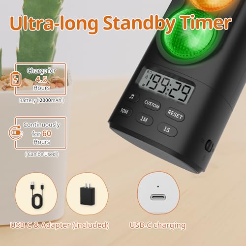 Traffic Light Visual Timer&ADHD Tool for Kids Adults Display Volume Adjustment