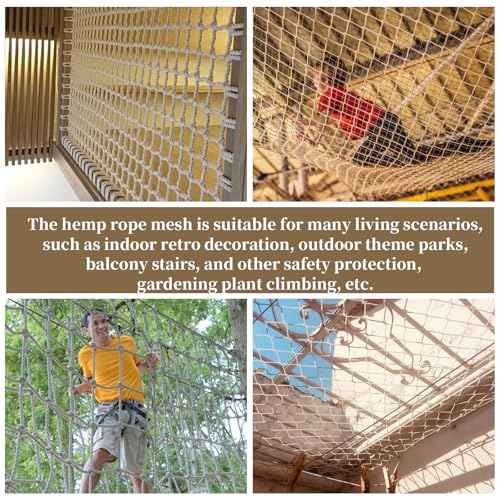 Jute Rope Net Heavy Duty Natural Hemp Rope Net Climbing Safety Rope Netting
