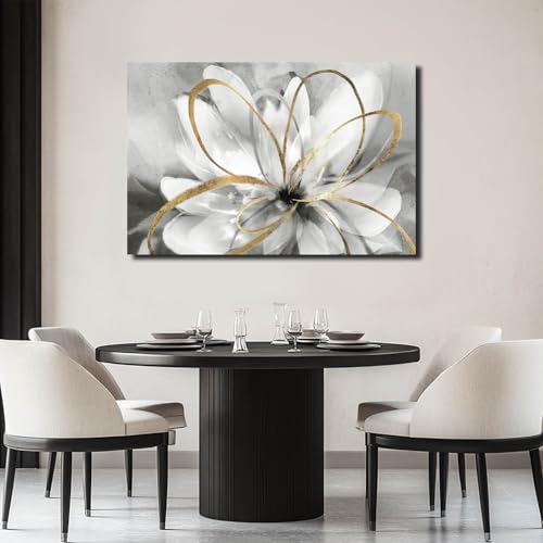 Black White Wall Art Abstract Canvas Grey Living Room Pink Home Decor Bedroom Art Work Modern Framed Wall Decor Extra Large Flower Poster Pictures