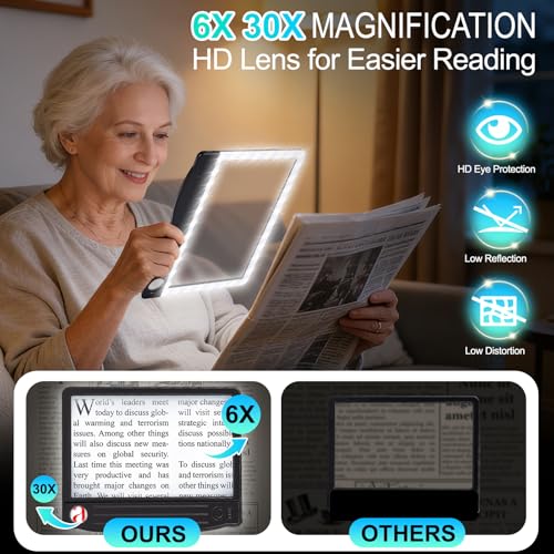 6X 30X Rechargeable Magnifying Glass with Light