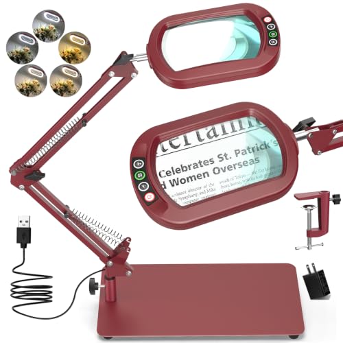 Square Magnifying Glass with Light and Stand