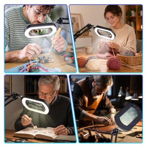 12X Magnifying Glass with Light and Stand