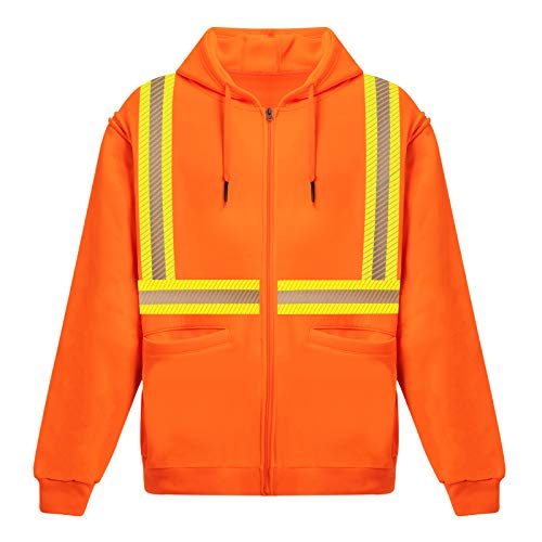 High Visibility Reflective Safety Hoodie Jacket With Removable Sleeves Hi Vis Outdoor Protective Workwear Unisex