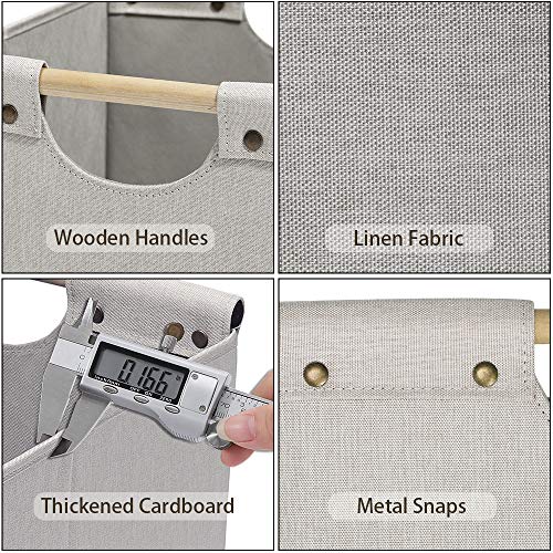Large Collapsible Storage Bins with Wooden Handles