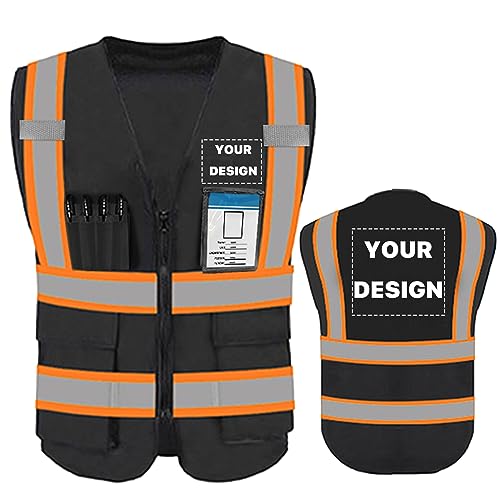 High Reflective Visibility Safety Vest Custom Your Logo Safety Workwear with Reflective Strips and Pockets