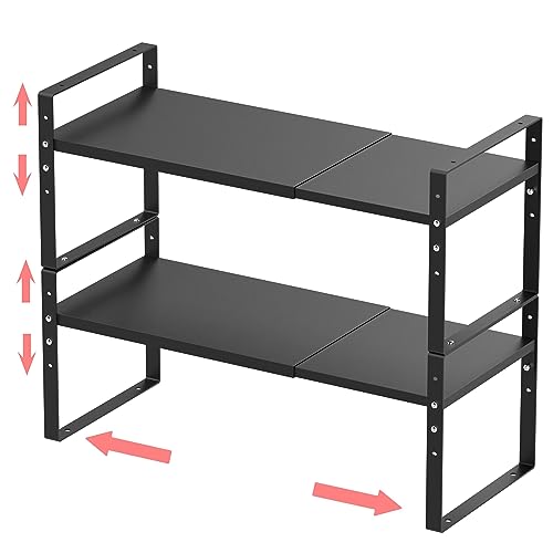 Expandable Stackable Spice Rack Cabinet Shelf Organizer in Cabinets Shelves Kitchen Cupboard Organization Stack up Racks Pantry Countertop Storage