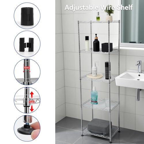 Heavy Duty Black Steel Wire Shelving NSF Certified. Adjustable Storage Rack for Kitchen