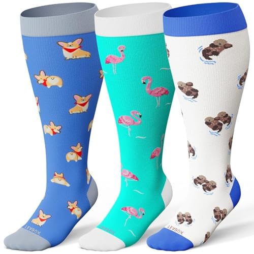 Plus Size Compression Socks for Women Men Wide Calf Extra Large 15