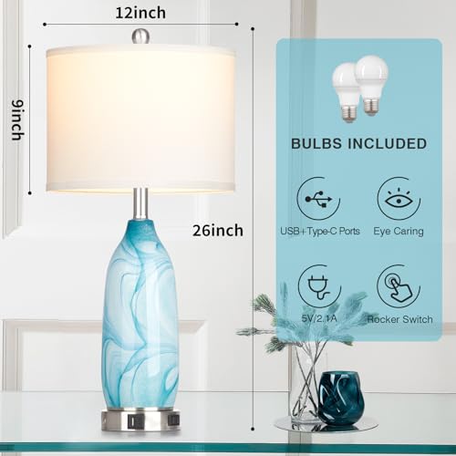 Glass Table Lamps Set of 2 White