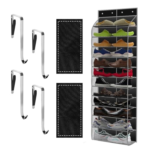 Over The Door Shoe Organizer with 12 Large Breathable Pockets