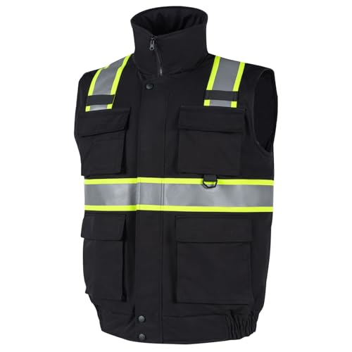 Safety Vest High Visibility Reflective Fleece Winter Vest for Men with Pockets Hi Vis Construction Work Vest