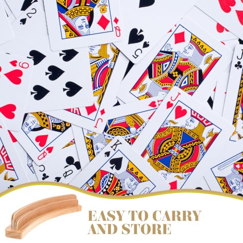 Wood Playing Card Holder Hands Free Playing Card Organizer Tray Card Game Tray Rack for Bridge Canasta Card Playing