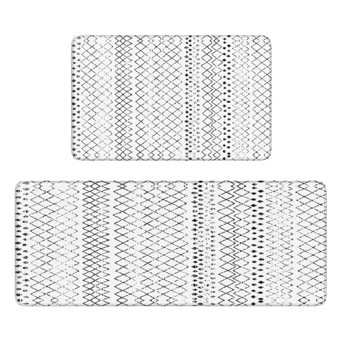 KIMDOE Boho Kitchen Rugs and Mats 2PCS Cushioned Anti Fatigue Kitchen Mat Non