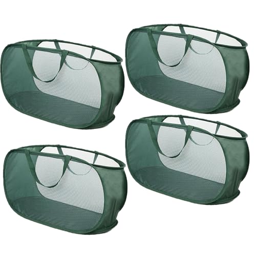 4 Piece Pop Up Mesh Laundry Basket Collapsible Hamper with Handles