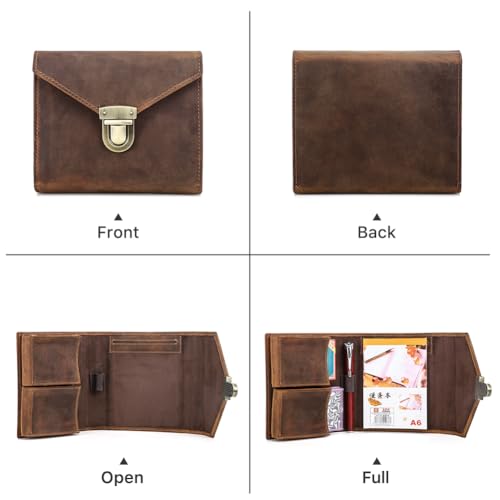 Leather Playing Card Organizer Portable Double Deck Playing Card Case Multifunctional Gaming Accessory with Pen Holder and A6 Notepad Pocket