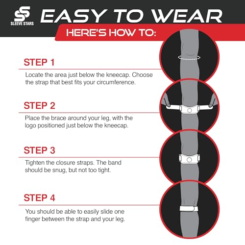 Patellar Tendon Support Strap Swedish Brand for Women & Men Effective Osgood Schlatter Knee Brace Youth & Kids with 3 Adjustable Length fits
