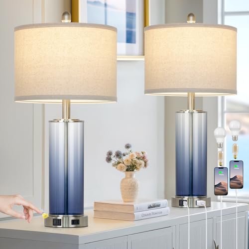Glass Table Lamps Set of 2