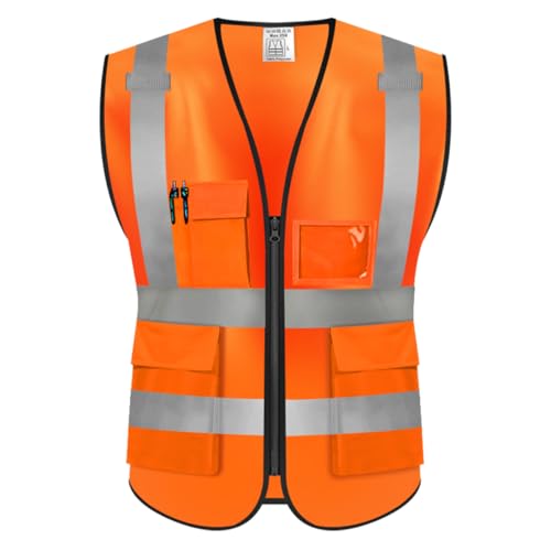 High Visibility Safety Vest Customize Your Logo Protective Workwear 5 Pockets Outdoor Work Vest