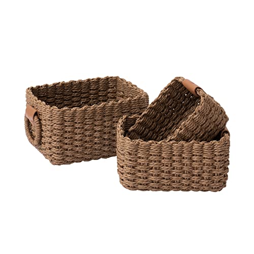 Small Wicker Baskets for Organizing Set of 3