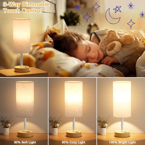 Touch Table Lamp with USB A C Ports for Bedroom