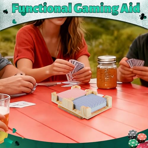 Upgraded Wood Playing Card Holder 360° Rotating