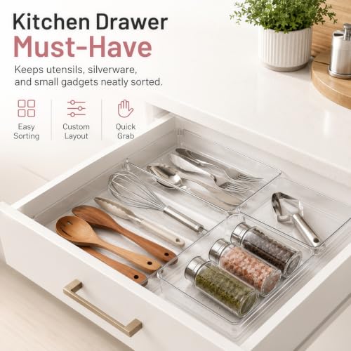 Large Clear Plastic Drawer Organizer Bins