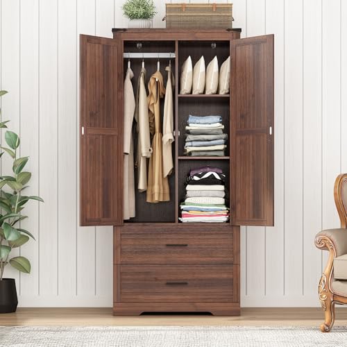 4 Doors Wardrobe Armoire Closet with Doors and Drawers