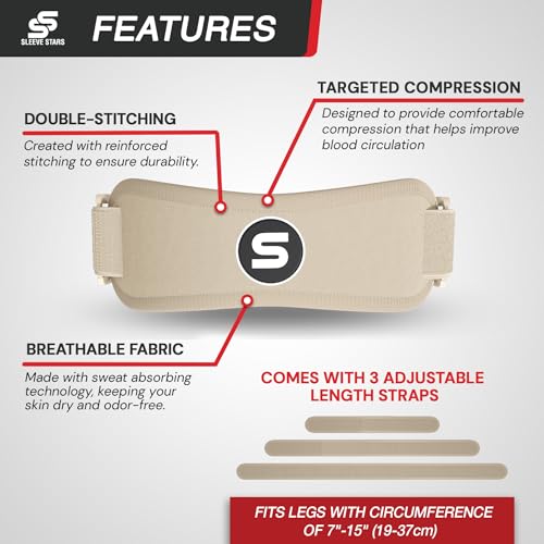 Patellar Tendon Support Strap Swedish Brand for Women & Men Effective Osgood Schlatter Knee Brace Youth & Kids with 3 Adjustable Length fits
