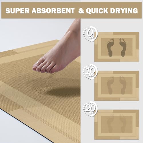 Non Slip Bath Mat Thin Bathroom Rugs Fit Under Door Quick Dry Super Absorbent Washable Bath Rug for Bathroom Floor Bathtub Shower Sink