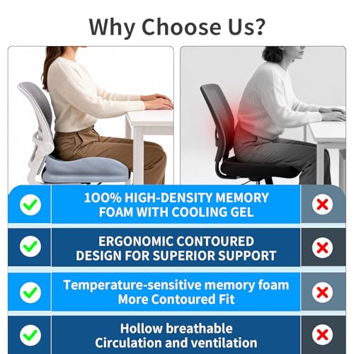 Seat Cushions for Office Chairs Wheelchair Cushion for Long Sitting Back Pain