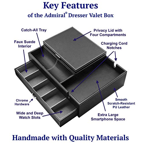 Admiral Dresser Valet Box & Mens Jewelry Box Organizer