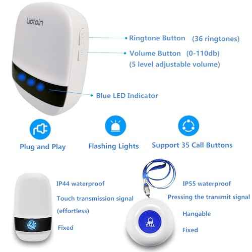 Caregiver Pager Wireless Call Button Call Bell Alert Button Nurse Alert System for Home