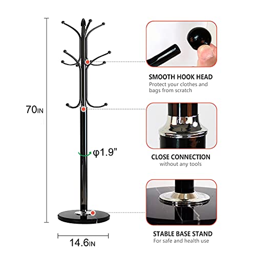Metal Coat Rack Stand with Natural Marble Base