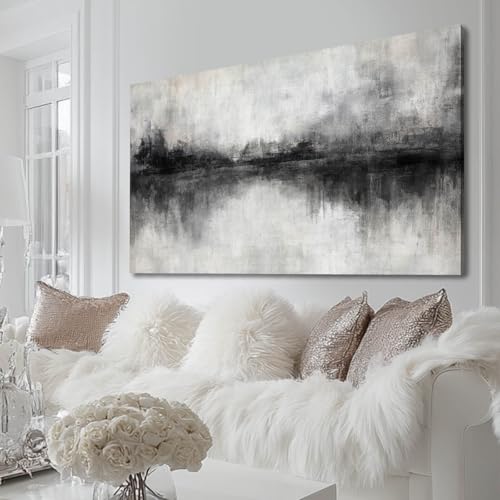 White Canvas Wall Art Extra Large Wall Decor Framed Abstract Poster Pictures Black Flowers Arts Blue Artwork for Hotel Gallery