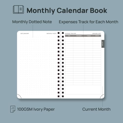 2026 2027 Monthly Planne 18 Month Calendar Agenda with Expense Tracker